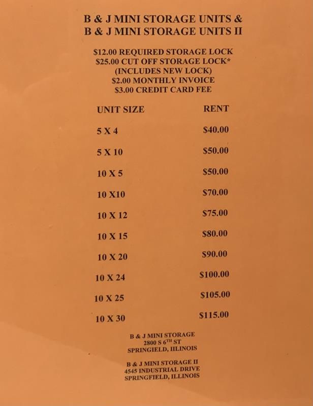B & J Mini Storage Springfield, IL
